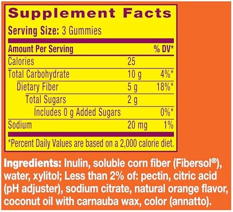 Metamucil Fiber Gummies for Adults, No Sugar Added Orange Flavor, 5g Prebiotic Plant Based Fiber Supplement Blend, 120 Count