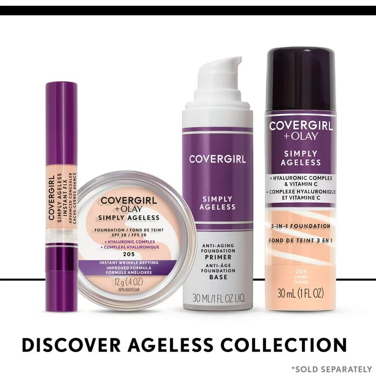 COVERGIRL & olay simply ageless 3-in-1 liquid foundation, nude beige, pack of 2, 1 Ounce
