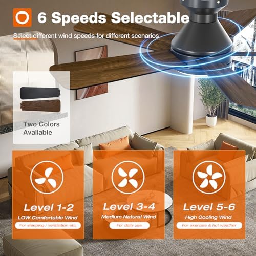 addlon Ceiling Fans with Lights, 42 Inch Low Profile Ceiling Fan with Light and Remote Control, Flush Mount, Reversible, 3CCT, Dimmable, Quiet, Black Small Ceiling Fan for Bedroom Indoor/Outdoor Use