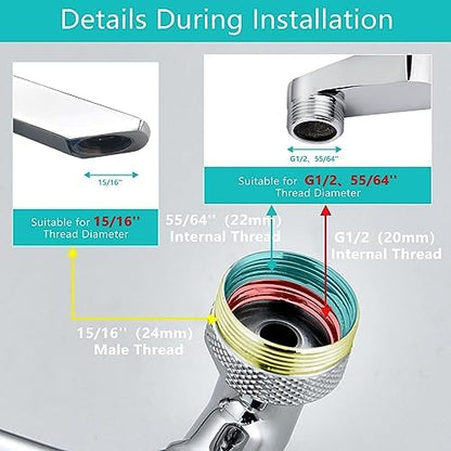 1080°Swivel Faucet Extender, Sink Water Faucet Aerator Extension in Brass, Swivel Robotic Arm Bathroom Faucet Extender, Kitchen Rotating Extension Filter with 2 Mode Splash