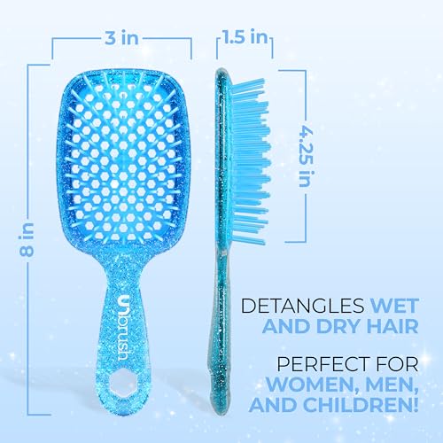 FHI Heat UNbrush Detangling Brush for Pain-Free Brushing on All Wet or Dry Hair Types — Durable DuoFlex Anti-Static Bristles, Lightweight Handle, Vented Hair Brush