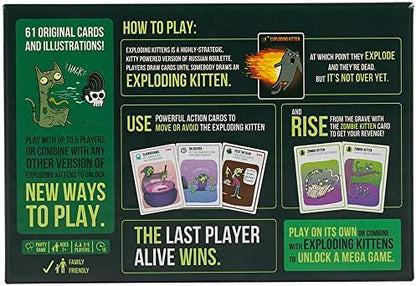 Exploding Kittens Zombie Kittens 2-5 Players - Ages 7+ - 15 Minutes to Play - High Stakes Zombie Card Game - Party Game, Family Game Night, Kid and Adult Card Game