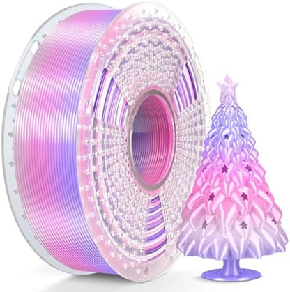 SUNLU Silk Rainbow PLA Filament, Multicolor Silk 3D Printer Filament 1.75mm +/- 0.02mm, Fast Color Change Each 8 Meters, 330 Meters, 1kg/2.2lbs, Silk Rainbow Filament(Lilac-Violet)