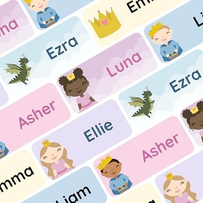 – Personalized Name Labels for Kids (120) – Waterproof & Durable Stickers for Clothing, School & Daycare Items - Fairytale