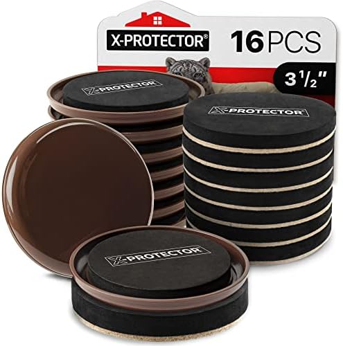 Furniture Sliders X-PROTECTOR 16 PCS – Furniture Sliders Hardwood Floors & Felt Furniture Movers – Moving Pads All Floor Types! Heavy Duty Reusable Sliders for Moving Furniture Easily & Safely!