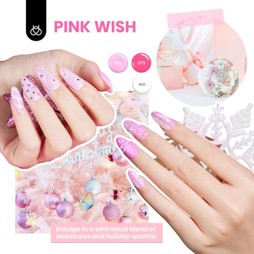 Beetles Glitter Gel Nail Polish Set, 44Pcs Christmas Burgundy Red Gold Green Silver Blue Pink Sparkle Gel Polish Kits with Base Top Coat Winter Manicure Gift for Women