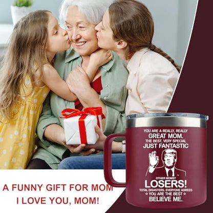 MFGNEH Mothers Day Gifts for Mom,Mom Birthday Gifts,Mother Gift for Christmas, Gift for Mama from Daughter,Son,Kids,New Moms for Women,Thank You Mother,14oz Red Tumbler Mug