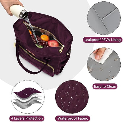 MIYCOO Lunch Bag Lunch Box Women - Leakproof Insulated Lunch Cooler Bag for Women - Large Lunch Tote Bags Adults, Purple