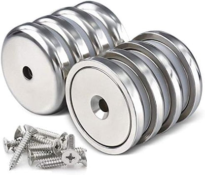 LOVIMAG Neodymium Cup Magnets,Rare Earth Magnets with100 LBS Holding Force,Dia 1.26 inch, with Heavy Duty Countersunk Hole and Stainless, for Tool Room,Workplace etc,Pack of 8