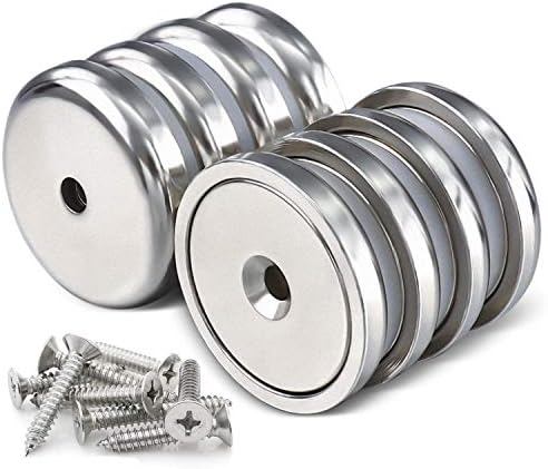 LOVIMAG Neodymium Cup Magnets,Rare Earth Magnets with100 LBS Holding Force,Dia 1.26 inch, with Heavy Duty Countersunk Hole and Stainless, for Tool Room,Workplace etc,Pack of 8