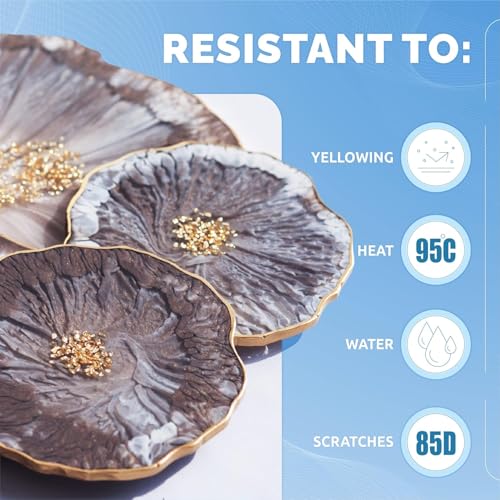 CRAFT RESIN 34OZ Crystal Clear Epoxy Resin Kit - Food Safe & UV Resistant for DIY Art, Wood, Jewelry Making, Coasters, Molds Casting Resin Epoxy - Low Viscosity, Self Leveling for Beginners & Pros