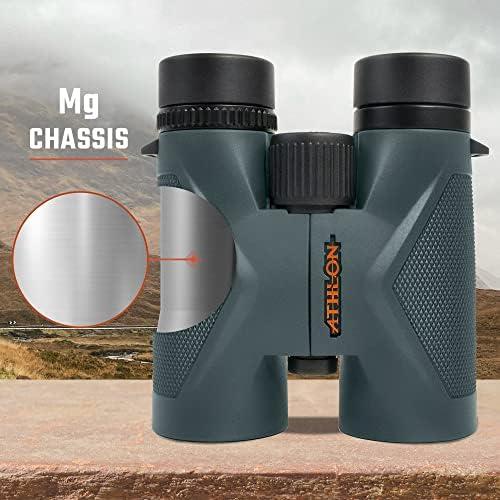 Athlon Optics 10x42 Midas UHD Gray Binoculars with Eye Relief for Adults and Kids, High-Powered Binoculars for Hunting, Birdwatching, and More