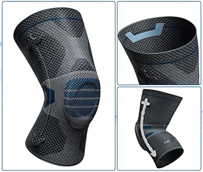 NEENCA Professional Knee Brace for Pain Relief, Medical Knee Compression Sleeve, Knee Support with Horizontal Knit Tech for Meniscus Tear, ACL, Arthritis, Joint Pain, Runner, Workout- FSA/HSA APPROVED