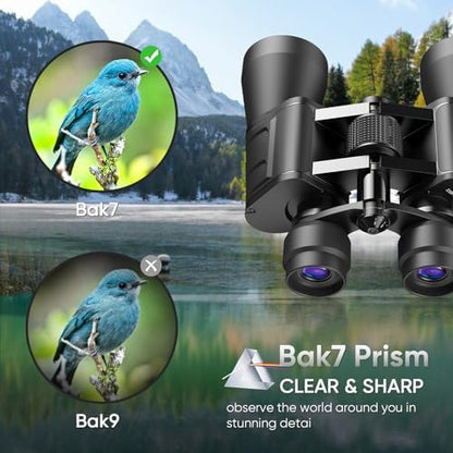 10-30x50 High Power Military Zoom Binoculars for Adults, Low Light Night Vision/Daily Waterproof / BAK7 Prism/FMC Lens, HD Professional Binoculars for Bird Watching, Hunting, Outdoor, Hiking.