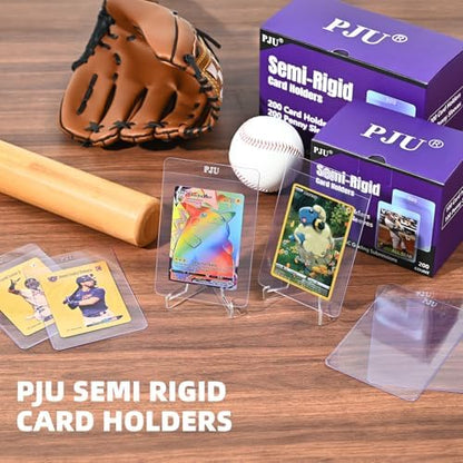 200ct Semi Rigid Card Holders & 200ct Card Sleeves for PSA, SGC, BGS, CSG Graded Card Submissions, Semi Rigid Card Sleeves, Baseball Card Protectors, PSA Graded Card Sleeve for Trading Card