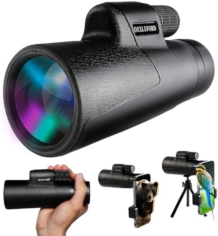 80X100 Monocular for Adults - Monocular Telescope High Definition with Smartphone Holder & Tripod, High Power Monoculars for Adults Watching Hunting Camping Hiking Travling with Zoom Focus