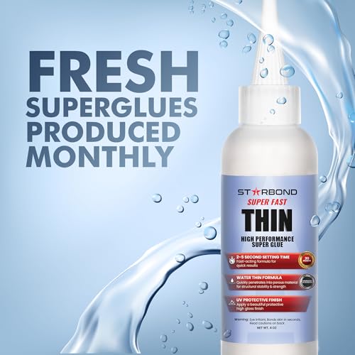 Starbond Super Fast Thin, Premium Instant CA (Cyanoacrylate Adhesive) Super Glue Plus Extra Cap and Microtips, (for Woodturning, Pen Turning, Hobby, Stabilizing, Finish, Inlay) (4 Ounce)