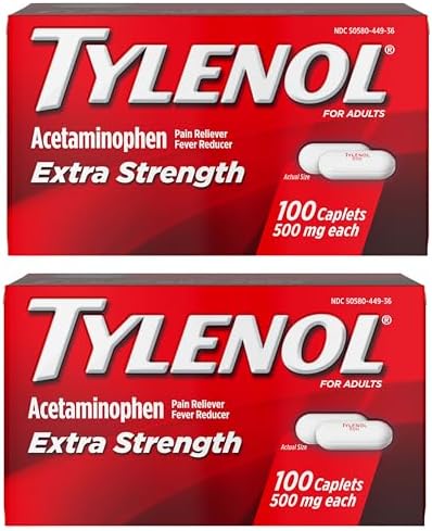 Tylenol Extra Strength Pain Reliever and Fever Reducer Caplets, 500 mg Acetaminophen, Pain Relief Pills for Headache, Backache, Toothache and Minor Arthritis Pain Relief, 200 Count