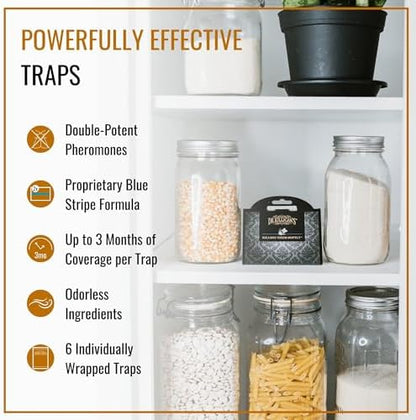 Dr. Killigan's Premium Double Potent Pantry Moth Traps with Pheromones Prime, Sticky Indian Meal Moth Traps for Kitchen, How to Get Rid of Moths in House, Organic Moth Pheromone Traps (6 Pack, Black)