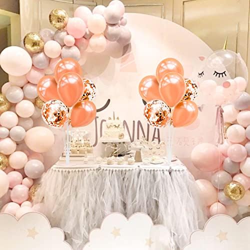 Rose Gold Balloon Stand Centerpiece Table Decorations for Birthday Anniversary Engagement Wedding Bridal Shower Graduation Mother's Day Party Decorations(Rose gold set4)