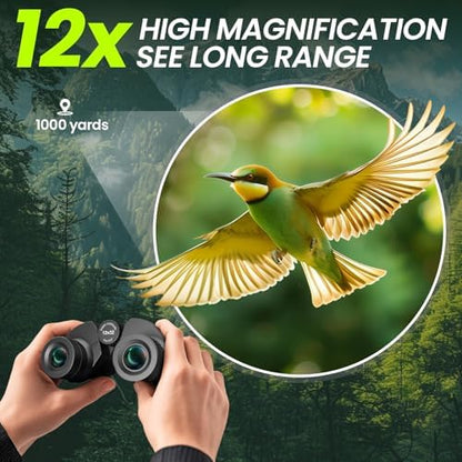 Occer 12x32 Compact Binoculars for Adults High Powered, Large Eyepiece Binocular for Kids - Easy Focus Binoculars for Bird Watching,Cruise Ship, Hunting,Travel,Sightseeing