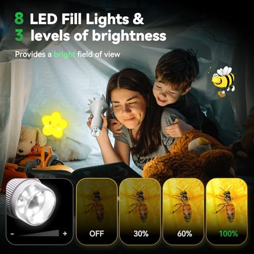 HP40 IPS Microscope for Kids: [Easy and Fun] 2" Portable Handheld Kids Microscope Miniscope, Pocket Mini Scope Educational Science Kit, Christmas Birthday Gifts for Kids, PC View, White