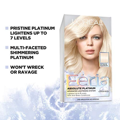 L'Oreal Paris Feria Multi-Faceted Shimmering Permanent Hair Color, Extreme Platinum, Hair Dye Kit, Pack of 2