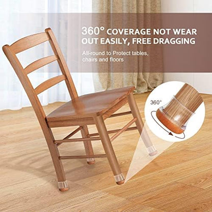 YOZON Chair Leg Floor Protectors for Hardwood Floors Felt Furniture Pads Silicone Caps 32 Pack Non Slip Reduce Noise Clear Round Medium Fit 3/4"~1-3/16" (19-30mm)