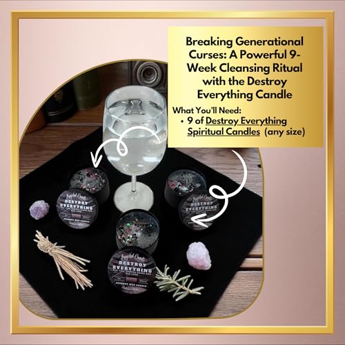 Destroy Everything Spiritual Candle to Cut Ties, Remove hexes and Bad luck | Energy cleansing | Soy Candles Non Toxic | Sage Candle | Cleanse Your Home & Calm, Soothe, Restore Body & Mind (Set Of 9)