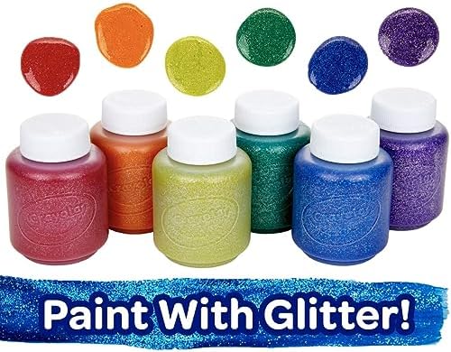 Crayola Washable Kids Paint Set (12ct), Classic and Glitter Paint for Kids, Essential Arts & Crafts Supplies, Toddler Painting Kit, Teacher Classroom Must Have [Amazon Exclusive]