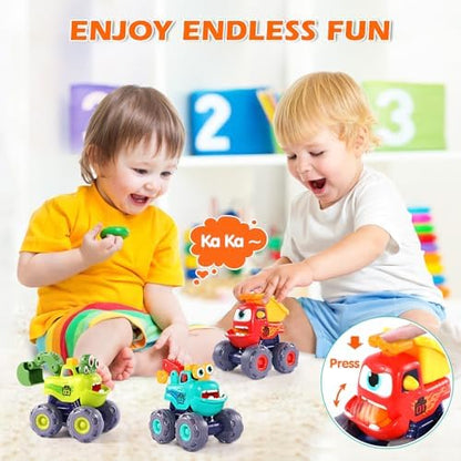 Monster Truck Toys for 1 2 3 Year Old Boy Birthday Gift, Outdoor Construction Toy Trucks Pull Back Cars for Toddlers 1-3, 1st Birthday Gifts 1 2 3 Year Old Boy Toys Baby Toddler Xmas Gifts Kids