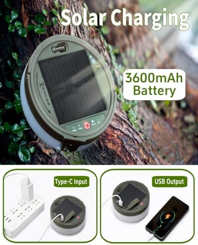 Solar Camping String Lights, 39.4FT Fairy String Lights 150LEDs, Portable Waterproof Camping Lamp with 8 Lighting Modes, Hanging Rechargeable Tent Lantern for Awning Garden Party Decor-Remote Control