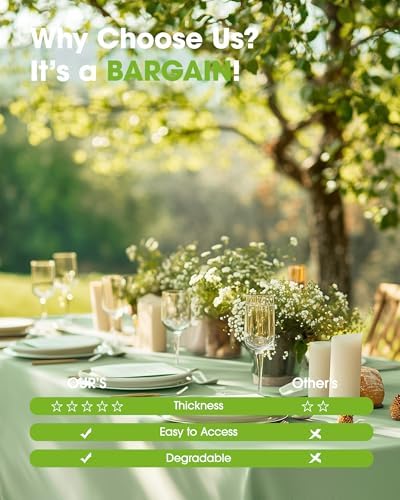 Pureegg Plastic Table Cloth Disposable 8 Pack, 54 x 108 Inch Table Cloths, Easter Party, Decorative Tablecloths, Rectangle, Light, Pastel Plastic Cover, Leakproof & Sturdy, Sage Green