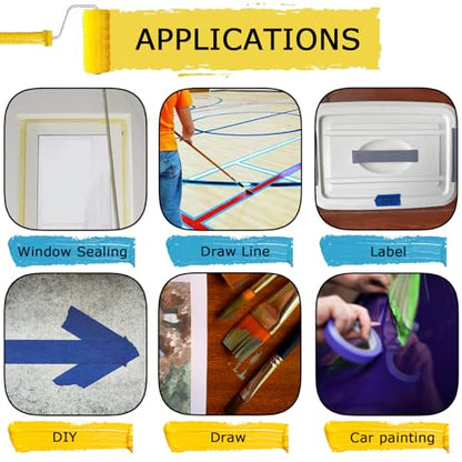 Masking Tape, Blue Tapes, Painters Tape, Artist Painter's Painting Paper Tape for Multi-Purpose Wall Paint, DIY Crafts, Scrapbook, Decoration, Labeling, Edge Finishing, 0.94INx60.1YDSx6 Rolls=360.6YDS