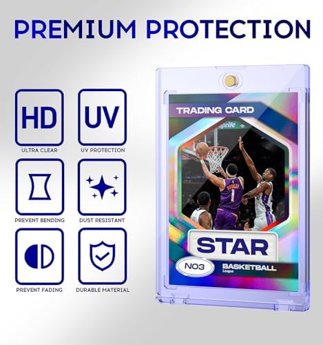 100ct Magnetic Card Holder, 35pt One Touch Card Holder, U-V Protectors Hard Plastic for Trading Cards, Magnet Case, Sports, Game, Football, Baseball Cards Holder