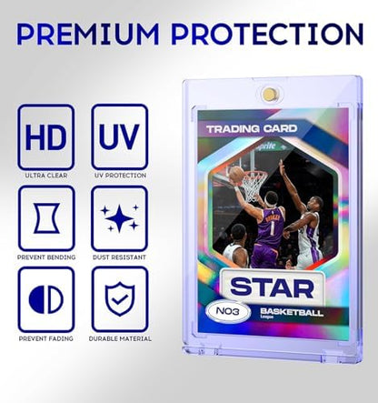 25ct Magnetic Card Holder, 35pt One Touch Card Holder, U-V Protectors Hard Plastic for Trading Cards, Magnet Case, Sports, Game, Football, Baseball Cards Holder