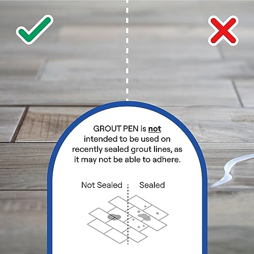 Grout Pen White Tile Grout Paint Marker: Waterproof Tile Grout Colorant and Sealer Pens for Cleaner Looking Floors & Whitener Without Bleach - Narrow 5mm, 2 Pack with Extra Tips (7mL) - White