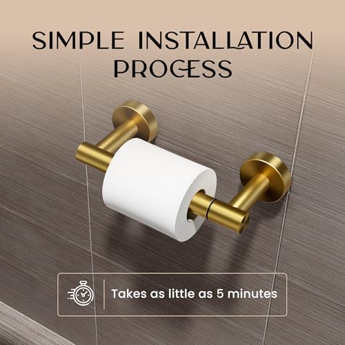 Day Moon™ Gold Toilet Paper Holder - Brushed Gold Toilet Paper Holder Wall Mount - Modern Toilet Paper Roll Holder - Gold Bathroom Toilet Paper Holder - Pivoting Toilet Paper Holder Gold