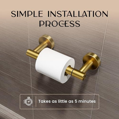 Day Moon™ Gold Toilet Paper Holder - Brushed Gold Toilet Paper Holder Wall Mount - Modern Toilet Paper Roll Holder - Gold Bathroom Toilet Paper Holder - Pivoting Toilet Paper Holder Gold