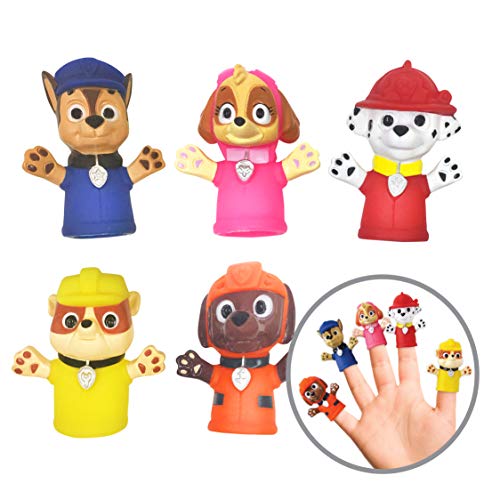 Baby Shark & PAW Patrol 5pc Bath Finger Puppet Sets - Party Favors, Bath Toys, Beach Toys