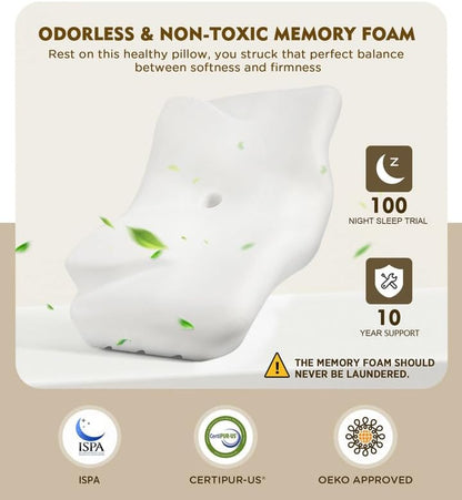 Osteo Cervical Pillow for Neck Pain Relief, Hollow Design Odorless Memory Foam Pillows with Cooling Case, Adjustable Orthopedic Bed Pillow for Sleeping, Support for Side Back Sleepers