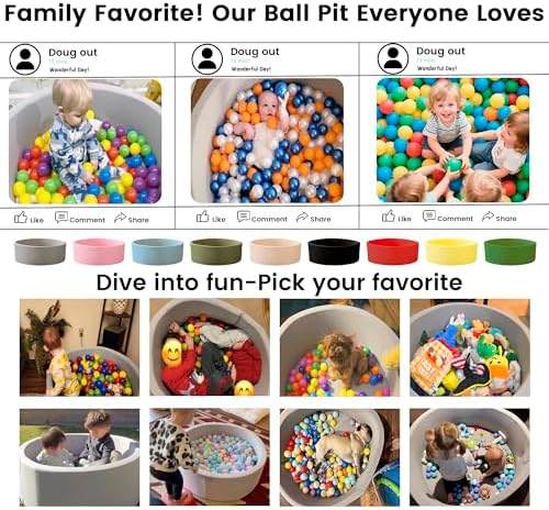 Ball Pit for Toddlers 47.24''x15.75'' Baby Ball Pits Soft Memory Foam Ball Pools Round Lagre Kids Ball Pits Kids Play Ball Pool Ideal Gift for Children (Red, NO Balls)