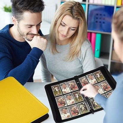 9 Pocket Card Binder, Premium Zip Trading Card Binder, 720 Double Sided Pocket PU Card Collection Binder, Collector Card Album, Card Folder for MTG, TCG, Sports Cards, Game Cards (yellow)