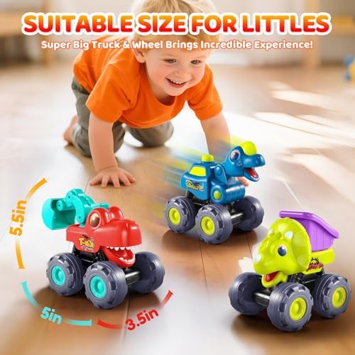 Dinosaur Monster Trucks for Toddlers 2-4 Years Kids Toy Boys 3-5, Dinosaur Toys for Kids 1 2 3 4 5 Year Old Boy Girl Birthday Gift Xmas Stocking Stuffers Baby Toddler Boy Toys Gifts Age 1 2 3 4