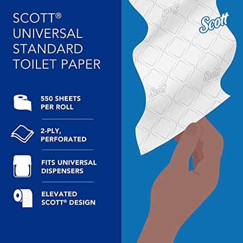Scott Professional Standard Roll Bulk Toilet Paper (48040), 2-Ply, Elevated Design, White, Individually Wrapped (40 Rolls of 550 Sheets, 22,000 Sheet Total)