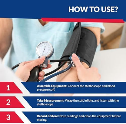 Deluxe Aneroid Sphygmomanometer Blood Pressure Monitor Set – 2-Pack – Adult Cuff, Carrying Case & Calibration Tool – High Contrast Dial for Accurate Readings – Portable & Durable Design – Black