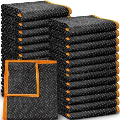 Simpli-Magic Heavy Duty Padded Moving Blankets (12 Pack),Black/Orange
