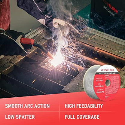 YESWELDER Flux Core Gasless MIG Wire, E71T-GS Mild Carbon Steel .030-Inch Diameter 2-Pound, Strong ABS Plastic Spool Welding Wire