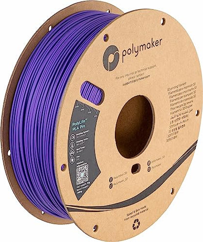 Polymaker PLA PRO Filament 1.75mm 1kg, Tough & High Rigidity Purple 3D Printing Filament, PolyLite PLA PRO 3D Printer Filament 1.75mm, Print with Most 3D Printers