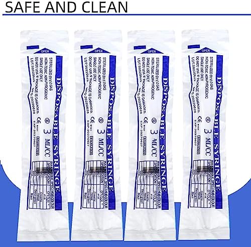 100 Pack Disposable 3ml/cc Lab Syringes with 23Ga 1 Inch Needle Luer Lock, Individually Sealed Packed